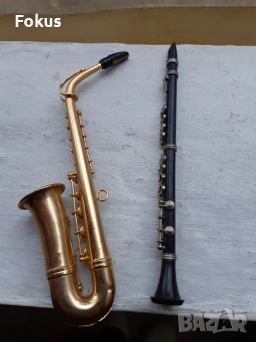 Лот от две музикални фигури тромпет и кларинет -сувенири, снимка 3 - Антикварни и старинни предмети - 53511191