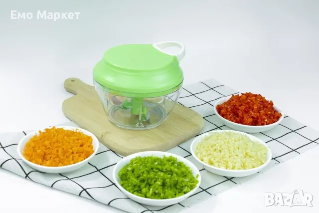 Механичен пластмасов ръчен чопър с въже за смилане на храна, снимка 8 - Чопъри и пасатори - 49276485