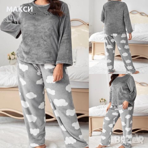 Пухена макси луксозна еластична пижама с качулка, прекрасен модел, много мека и удобна, снимка 1 - Пижами - 43151491