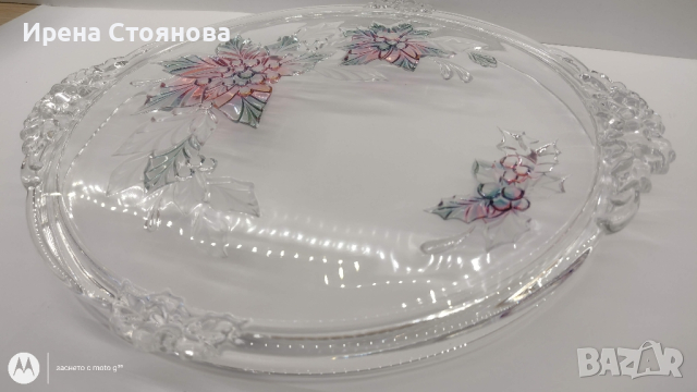 Кристален поднос за торта Holiday Bloom by Mikasa Poinsettia, снимка 10 - Чинии - 44872982