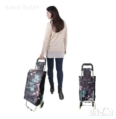 Пазарска количка, цветя, сгъваема, 34x28x96cm