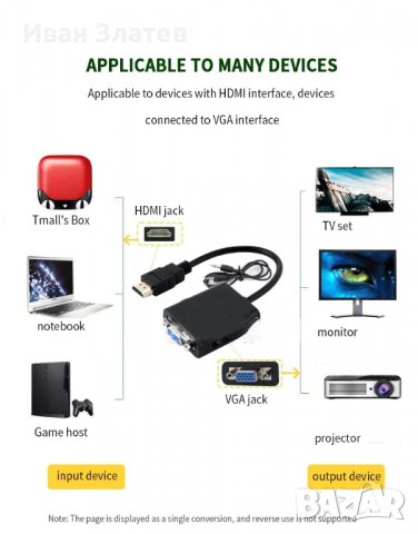 Адаптер / конвертор / преходник HDMI към VGA, снимка 4 - Кабели и адаптери - 38495456