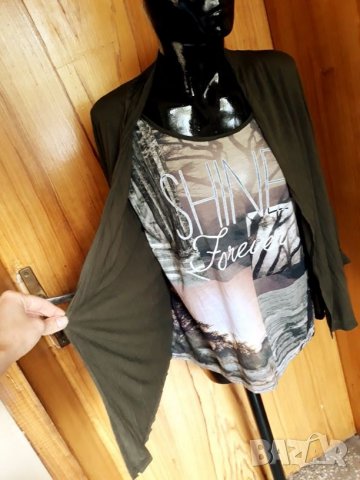 Тъмно зелено блуза-жилетка ХЛ, снимка 3 - Блузи с дълъг ръкав и пуловери - 26744734