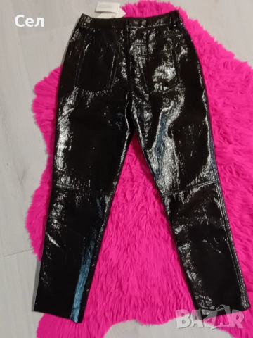 Нов дамски кожен панталон stradivarius 38, снимка 4 - Панталони - 47811633