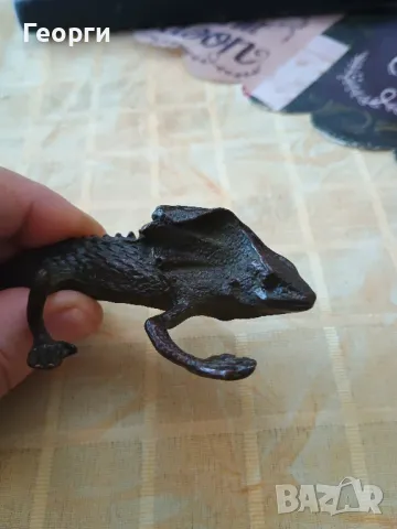 Красив бронзов гущер, снимка 3 - Антикварни и старинни предмети - 50092753