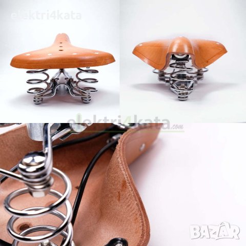 Класическа ретро седалка тип БРУКС – Естествен гьон, снимка 2 - Аксесоари за велосипеди - 43240298