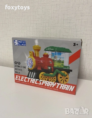 Детски музикален локомотив с пушек, светлини и въртящи се картинки, снимка 2 - Влакчета, самолети, хеликоптери - 53344309