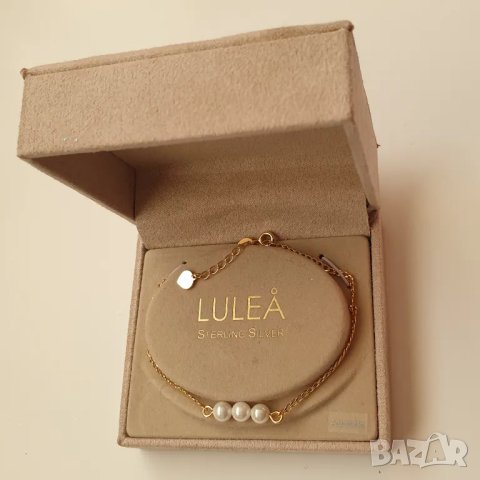 СРЕБЪРНА ГРИВНА LULEA ПОЗЛАТЕНА И ПЕРЛИ, снимка 1