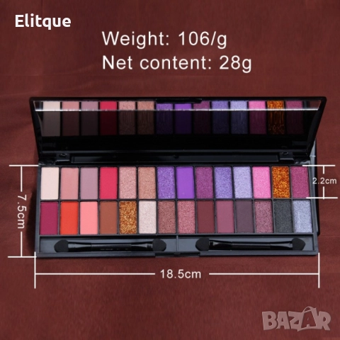 Палитра сенки за очи с 28 нюанса, 2 четки за гримиране и огледалце, снимка 6 - Други - 52832056