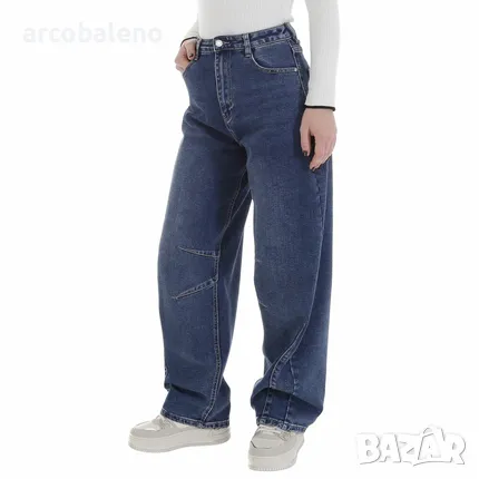 Дамски еластични дънки с висока талия, изглеждащи употребявани в синьо, снимка 4 - Дънки - 50237348