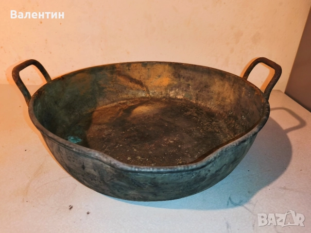 Медна тава с железни дръжки 17, снимка 4 - Антикварни и старинни предмети - 52539964