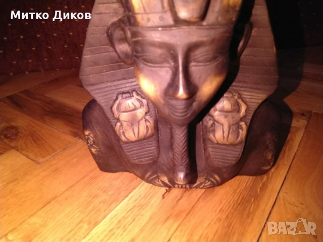 Тутанкамон египетска дървена статуя маска Н-18см на 16х10см, снимка 4 - Декорация за дома - 27558214