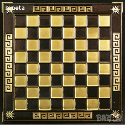 Шах Камелот, Метална дъска, метални фигури, Кафяв, 38х38 см, снимка 3 - Шах и табла - 52535623