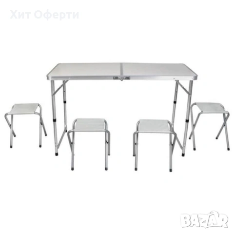 Комплект сгъваема алуминиева маса с 4 стола , снимка 7 - Градински мебели, декорация  - 53098314