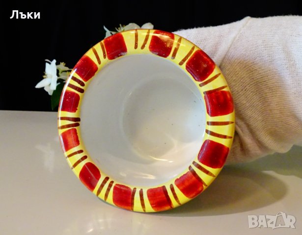 Немска керамична саксия,ръчно рисувана., снимка 4 - Саксии и кашпи - 33075606