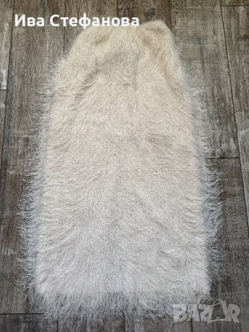 Нова разкошна рошава  висока талия екрю светло бежова дълга парти коктейлна официална пола ресни , снимка 5 - Поли - 52516296