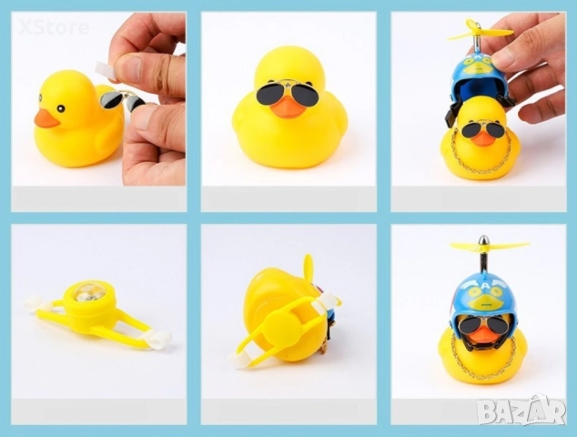 Малко жълто пате декорация за интериора на автомобил с каска и колело. Два варианта, снимка 7 - Аксесоари и консумативи - 52444253