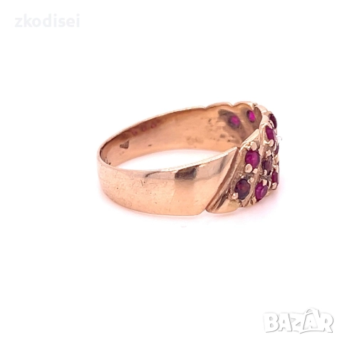 Златен дамски пръстен с рубини 4,21гр. размер:59 14кр. проба:585 модел:32624-2, снимка 2 - Пръстени - 51729618