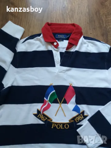 polo ralph lauren Rare Cross flag navy striped polo - страхотна мъжка блуза S, снимка 3 - Блузи - 48501873