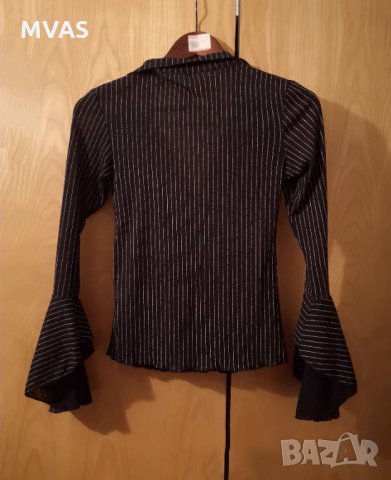  Нова блуза с дълъг ръкав черна с бяло дамска М 38, снимка 2 - Блузи с дълъг ръкав и пуловери - 32423193