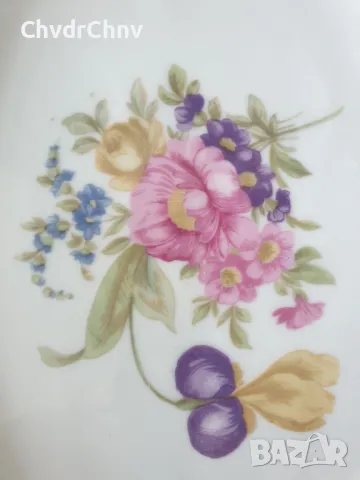 KPM Poland чиния 33-25см/3бр КПМ стари немски порцеланови чинии-плата/цветя-злато, снимка 5 - Чинии - 48983376