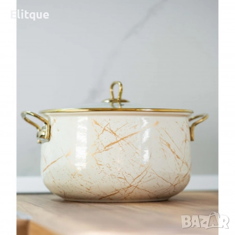 Тенджера Goldmann GM 8017-26B, 26см., Емайл, Индукция, Бял/Старо злато, снимка 6 - Съдове за готвене - 52870877