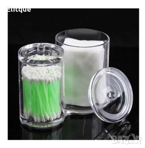 Органайзер, подходящ за козметични тампони и клечки за уши с капак, снимка 5 - Други - 52787612