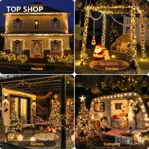 Quntis 25M 1000 LED коледни светлини, водоустойчиви, топло бяло, таймер, 8 режима, снимка 6 - Лампи за стена - 49866169