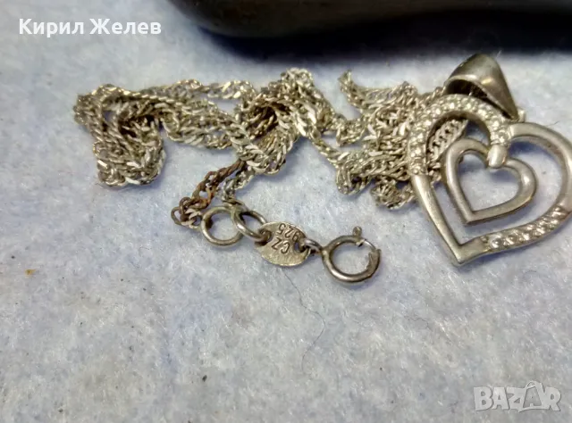 НЕЖНО СРЕБЪРНО КОЛИЕ със СЪРЧИЦЕ МАРКОВО СРЕБРО 925 CZ с БЯЛА ПОЗЛАТА и ЦИРКОНИ 38501, снимка 8 - Колиета, медальони, синджири - 49522592