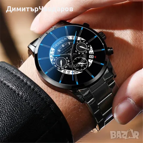 Елегантен стоманен мъжки часовник с метална каишка. , снимка 6 - Мъжки - 49775461