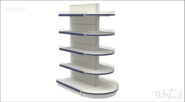 ПРОМО! Островен стелаж със заоблени рафтове, снимка 10 - Стелажи и щандове - 49450804