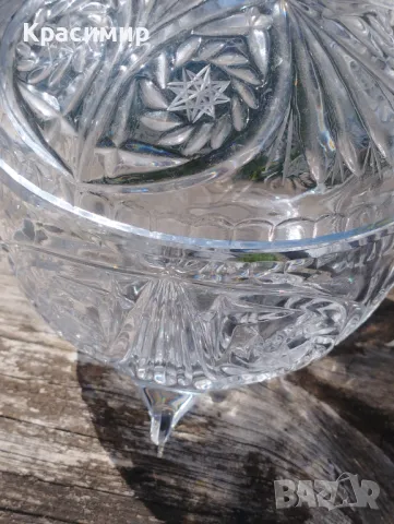 Кристална захарница или бонбониера Диаметър 11,5 см Височина 16 см , снимка 6 - Други - 47381656