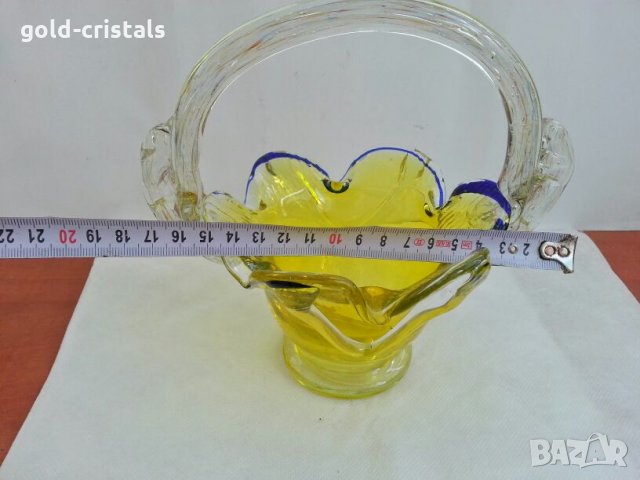 Стъклена купа кошничка , снимка 6 - Антикварни и старинни предмети - 26637568