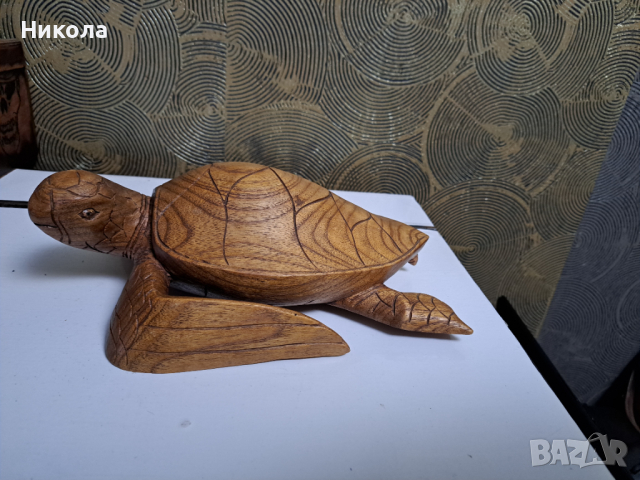 Голяма дървена морска костенурка-30см, снимка 2 - Декорация за дома - 44891174