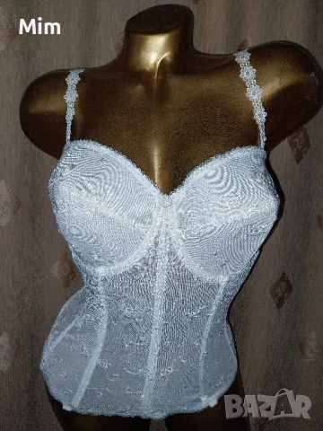 75 Е Бял дантелен корсет , снимка 5 - Корсети, бюстиета, топове - 50500987