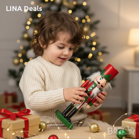 🎄 Коледна дървена фигурка Лешникотрошач, снимка 4 - Декорация за дома - 52496925