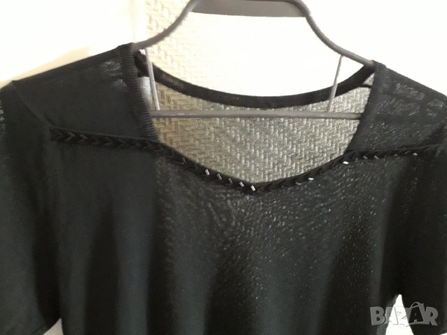 Дамска блузка черна полупрозрачна с къс ръкав, снимка 5 - Тениски - 29007788