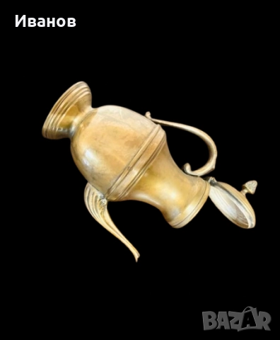 Цена - 25€. Винтидж Месингов Чайник с капак с богато украсени детайли, снимка 7 - Антикварни и старинни предмети - 51607974