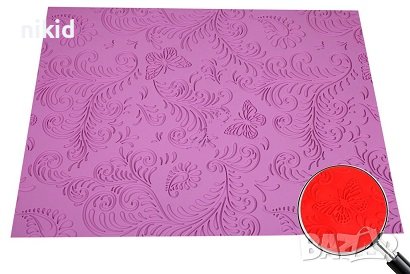  Разклонени листа пеперуди грамаден силиконов молд подложка килим текстура релеф дантела декор торта, снимка 2 - Форми - 38165135