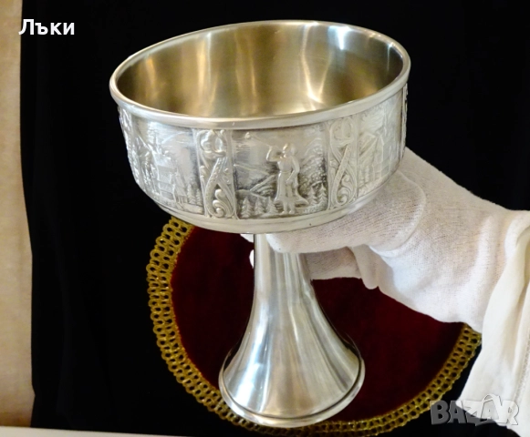 Викингски калаен бокал за вино,чаша 18 см.,500 мл.,Дракон , снимка 10 - Антикварни и старинни предмети - 52079645