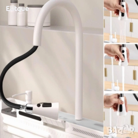 Умна кухненска мивка с изтеглящ се кран – LED дисплей, водопад, филтрирана вода, снимка 4 - Други стоки за дома - 53120531