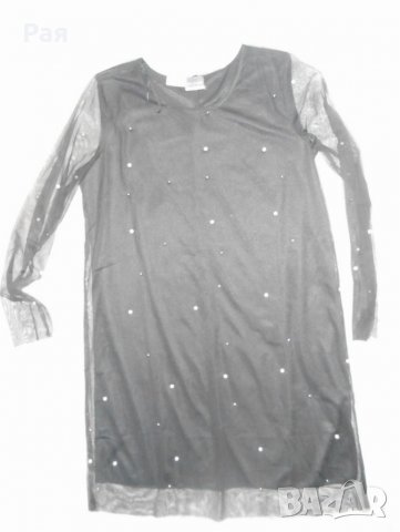 Черна рокля с апликации , снимка 3 - Рокли - 28760401