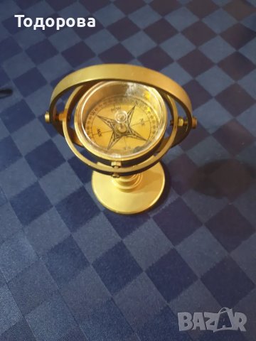Малък корабен бронзов  жирокомпас - сувенир, снимка 5 - Антикварни и старинни предмети - 50052517