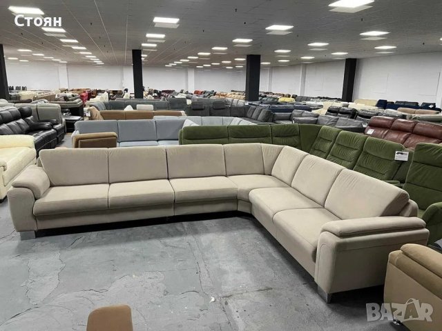 Голям Кремав ъглов диван от плат "ZE - EM05003", снимка 3 - Дивани и мека мебел - 39965502