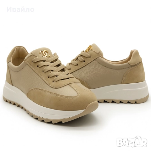 Дамски бежови обувки от естествена кожа с изчистен силует, снимка 3 - Дамски ежедневни обувки - 52367993