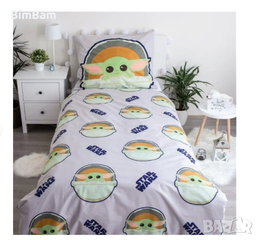 Оригинален детски спален комплект STAR WARS - Бебе Йода / 100% памук, снимка 3 - Спално бельо и завивки - 43099568