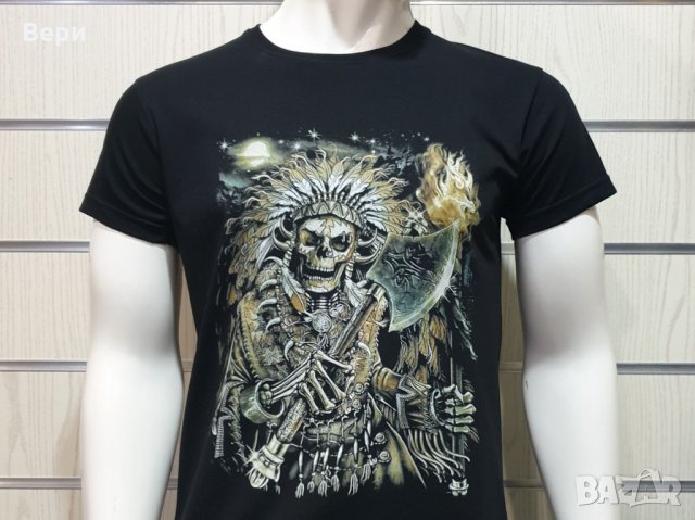 Нова мъжка тениска с дигитален печат, Викинг серия, Скелет с брадва, снимка 12 - Тениски - 29050833
