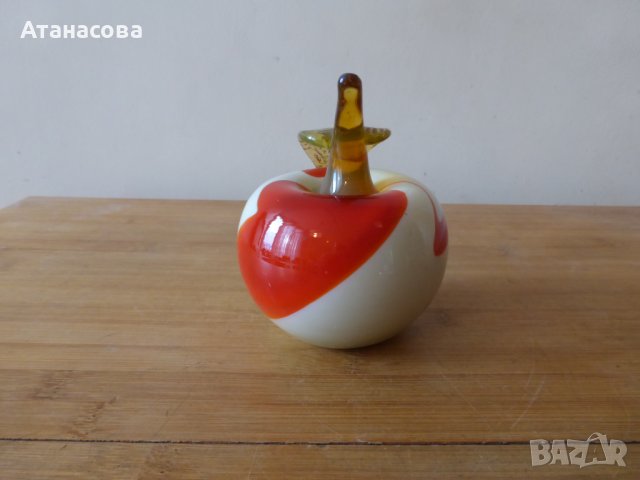 Стъклена Ябълка Мурано 1970 г 2, снимка 4 - Декорация за дома - 43598220