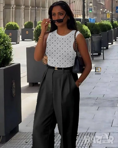 дамски комплект chanel потник и панталон , снимка 2 - Комплекти - 50589703