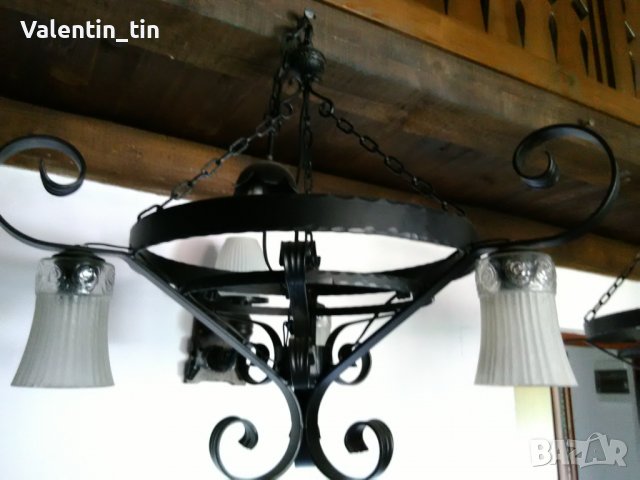 Полилей, абажур от ковано желязо два еднакви , снимка 3 - Лампи за таван - 33671464